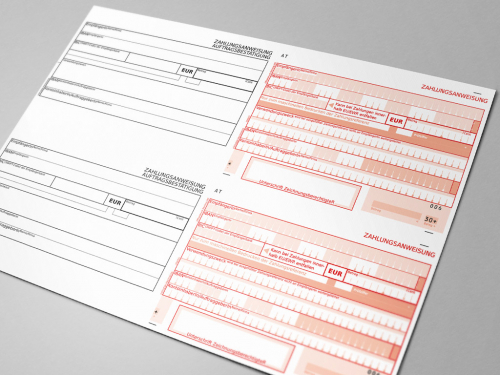 250 Bögen Blanko Doppel-Zahlungsanweisungen / Erlagscheine inkl. Perforation (= 500 Stück)
